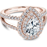 Pear Cut Diamond Engagement Ring with Double Halo and Split Shank in Rose Gold by Noam Carver<em> - Choose Your Center Diamond: 1 to 5 Carats, Sustainable Lab-Grown or Natural Earth-Mined</em>
