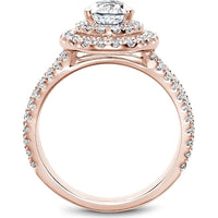 Pear Cut Diamond Engagement Ring with Double Halo and Split Shank in Rose Gold by Noam Carver<em> - Choose Your Center Diamond: 1 to 5 Carats, Sustainable Lab-Grown or Natural Earth-Mined</em>