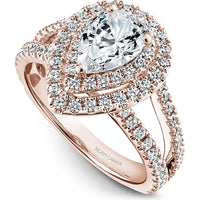 Pear Cut Diamond Engagement Ring with Double Halo and Split Shank in Rose Gold by Noam Carver<em> - Choose Your Center Diamond: 1 to 5 Carats, Sustainable Lab-Grown or Natural Earth-Mined</em>