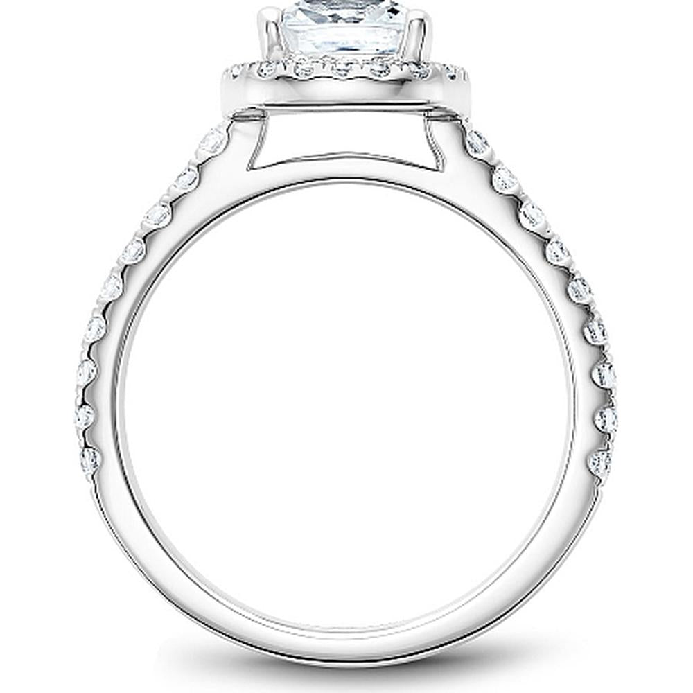Pear Cut Diamond Engagement Ring with Halo and Pav&eacute; Band in White Gold by Noam Carver<em> - Choose Your Center Diamond: 1 to 5 Carats, Sustainable Lab-Grown or Natural Earth-Mined</em>