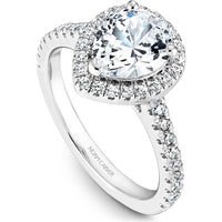 Pear Cut Diamond Engagement Ring with Halo and Pav&eacute; Band in White Gold by Noam Carver<em> - Choose Your Center Diamond: 1 to 5 Carats, Sustainable Lab-Grown or Natural Earth-Mined</em>