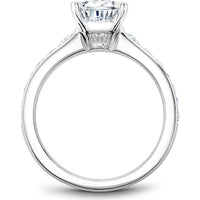 Pear Cut Diamond Engagement Ring with Three-Prong Setting and Pav&eacute; Band in White Gold by Noam Carver<em> - Choose Your Center Diamond: 1 to 5 Carats, Sustainable Lab-Grown or Natural Earth-Mined</em>