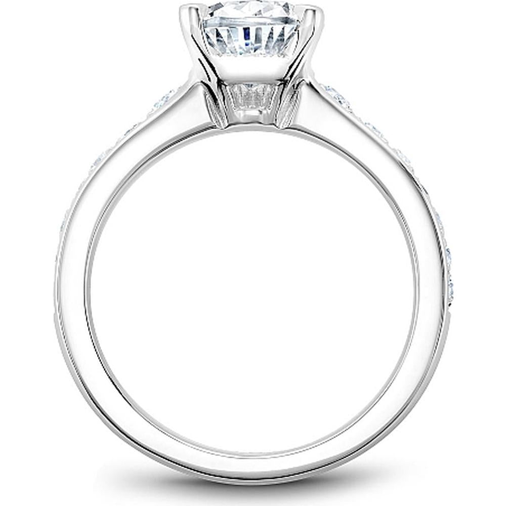 Pear Cut Diamond Engagement Ring with Three-Prong Setting and Pav&eacute; Band in White Gold by Noam Carver<em> - Choose Your Center Diamond: 1 to 5 Carats, Sustainable Lab-Grown or Natural Earth-Mined</em>