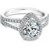 Pear Cut Diamond Halo Engagement Ring with Split Pav&eacute; Band in White Gold by Noam Carver<em> - Choose Your Center Diamond: 1 to 5 Carats, Sustainable Lab-Grown or Natural Earth-Mined</em>