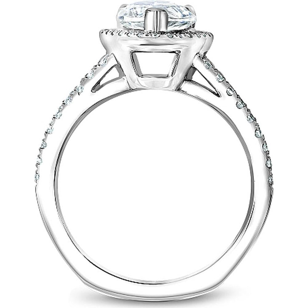 Pear Cut Diamond Halo Engagement Ring with Split Pav&eacute; Band in White Gold by Noam Carver<em> - Choose Your Center Diamond: 1 to 5 Carats, Sustainable Lab-Grown or Natural Earth-Mined</em>