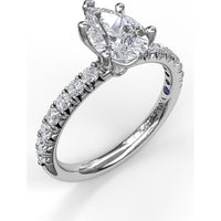 Pear Cut Engagement Ring Setting with Five-Prong and Pavé Diamond Band by Fana - 0.45 Carat Total Diamond Weight