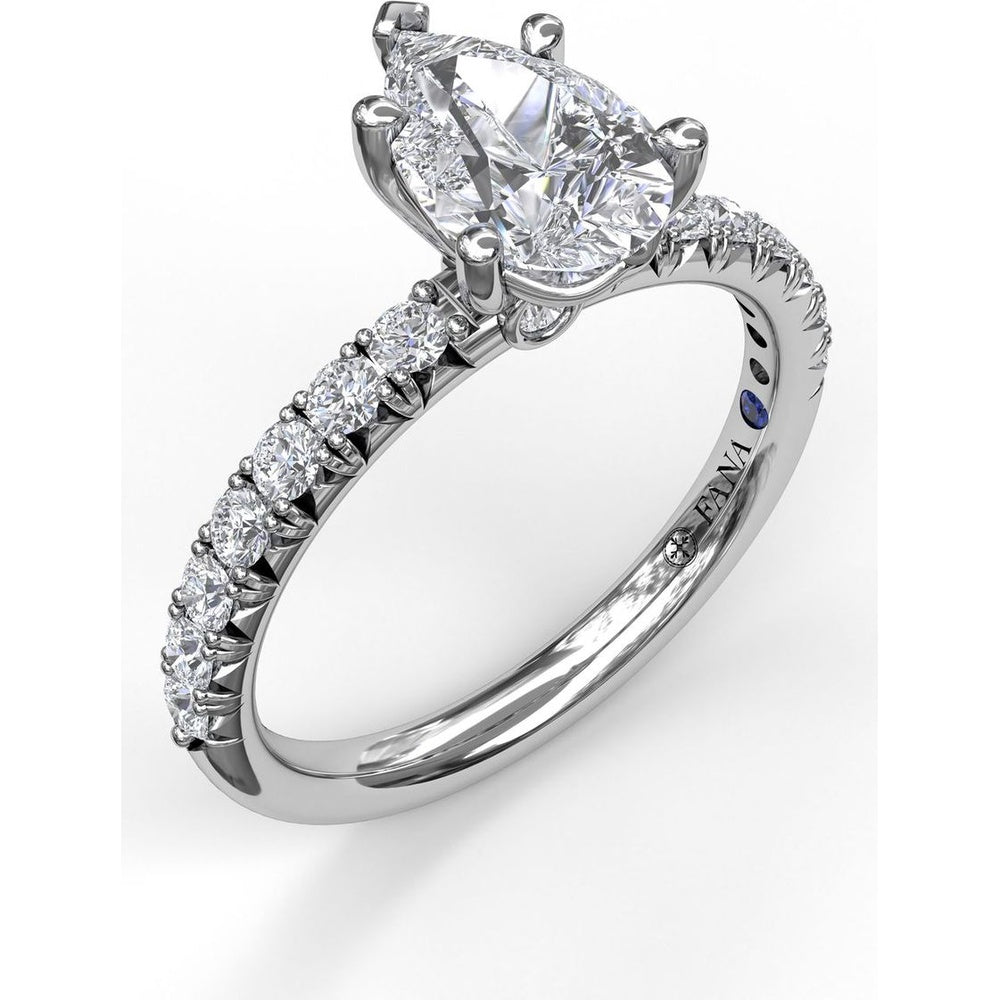 Pear Cut Engagement Ring Setting with Five-Prong and Pavé Diamond Band by Fana - 0.45 Carat Total Diamond Weight