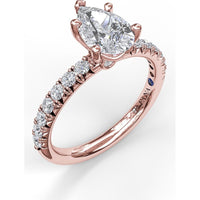 Pear Cut Engagement Ring Setting with Five-Prong and Pavé Diamond Band by Fana - 0.45 Carat Total Diamond Weight