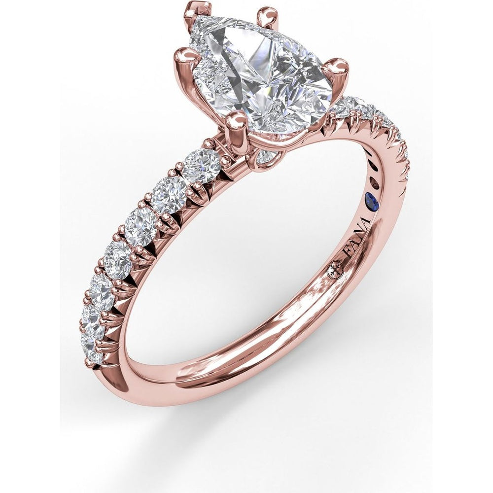 Pear Cut Engagement Ring Setting with Five-Prong and Pavé Diamond Band by Fana - 0.45 Carat Total Diamond Weight
