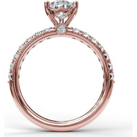 Pear Cut Engagement Ring Setting with Five-Prong and Pavé Diamond Band by Fana - 0.45 Carat Total Diamond Weight