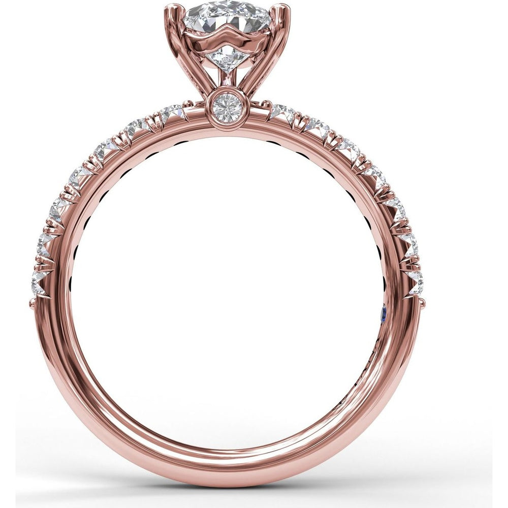 Pear Cut Engagement Ring Setting with Five-Prong and Pavé Diamond Band by Fana - 0.45 Carat Total Diamond Weight