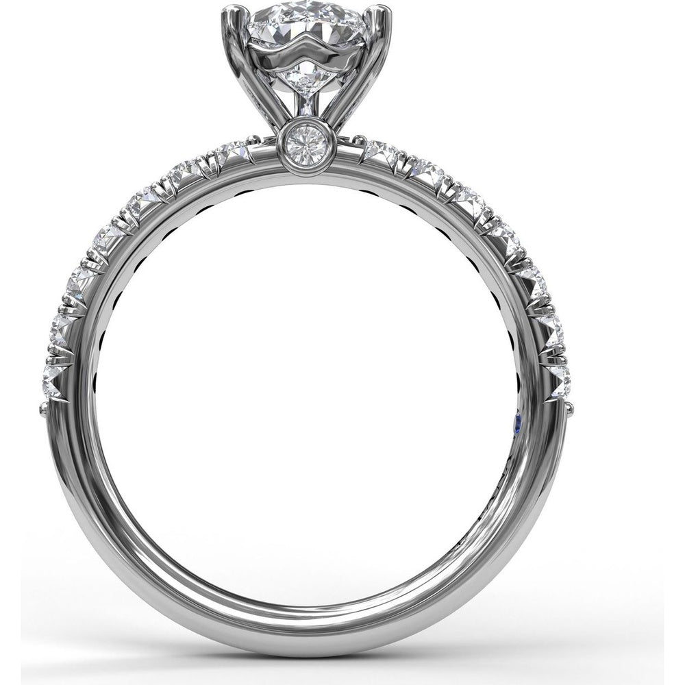 Pear Cut Engagement Ring Setting with Five-Prong and Pavé Diamond Band by Fana - 0.45 Carat Total Diamond Weight