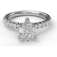 Pear Cut Engagement Ring Setting with Five-Prong and Pavé Diamond Band by Fana - 0.45 Carat Total Diamond Weight