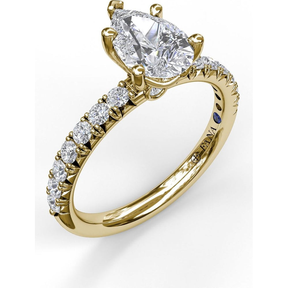 Pear Cut Engagement Ring Setting with Five-Prong and Pavé Diamond Band by Fana - 0.45 Carat Total Diamond Weight