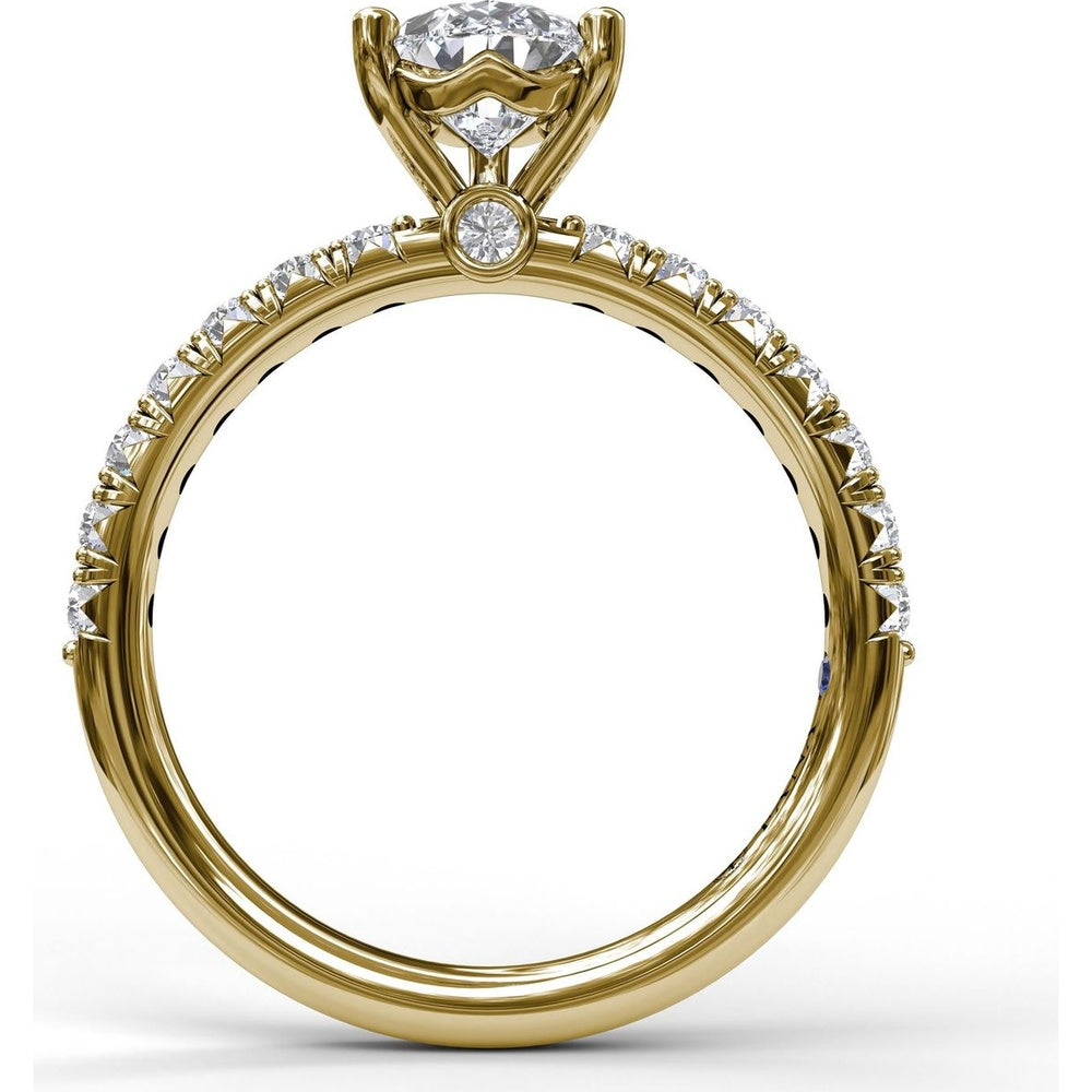 Pear Cut Engagement Ring Setting with Five-Prong and Pavé Diamond Band by Fana - 0.45 Carat Total Diamond Weight