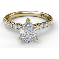 Pear Cut Engagement Ring Setting with Five-Prong and Pavé Diamond Band by Fana - 0.45 Carat Total Diamond Weight