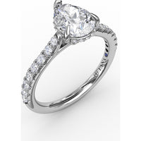 Pear Cut Engagement Ring Setting with Pavé Diamond Shank and Hidden Halo by Fana - 0.39 Carat Total Diamond Weight
