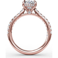 Pear Cut Engagement Ring Setting with Pavé Diamond Shank and Hidden Halo by Fana - 0.39 Carat Total Diamond Weight