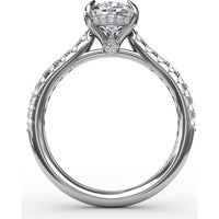 Pear Cut Engagement Ring Setting with Pavé Diamond Shank and Hidden Halo by Fana - 0.39 Carat Total Diamond Weight