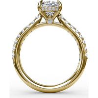 Pear Cut Engagement Ring Setting with Pavé Diamond Shank and Hidden Halo by Fana - 0.39 Carat Total Diamond Weight
