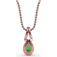 Pear Emerald Pendant with Diamond Halo and Openwork Bail by Fana - 0.56 Carat Total Gemstone Weight