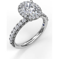 Pear Halo Engagement Ring Setting with Pavé Diamond Band and Hidden Halo by Fana - 0.58 Carat Total Diamond Weight