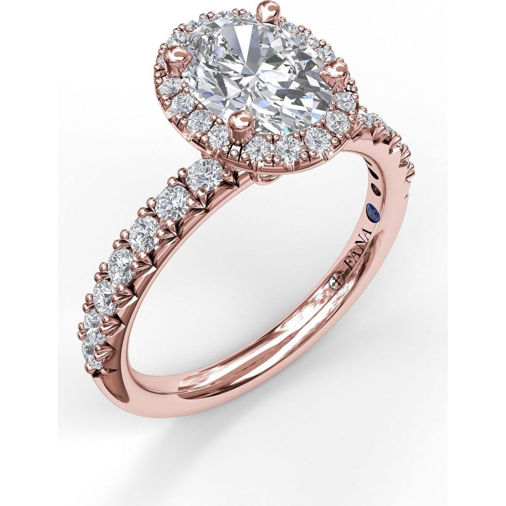 Pear Halo Engagement Ring Setting with Pavé Diamond Band and Hidden Halo by Fana - 0.58 Carat Total Diamond Weight