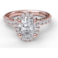 Pear Halo Engagement Ring Setting with Pavé Diamond Band and Hidden Halo by Fana - 0.58 Carat Total Diamond Weight
