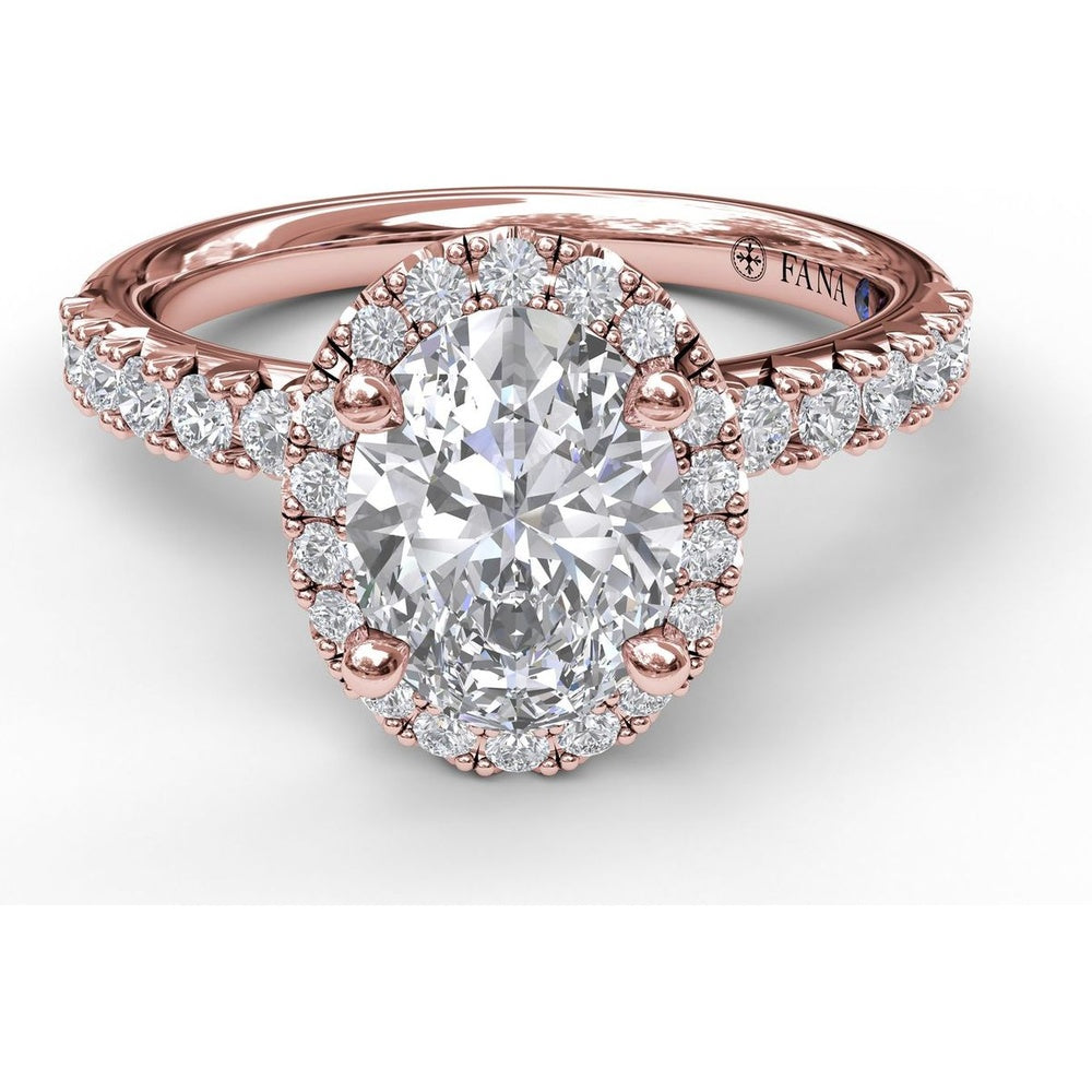 Pear Halo Engagement Ring Setting with Pavé Diamond Band and Hidden Halo by Fana - 0.58 Carat Total Diamond Weight