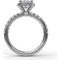 Pear Halo Engagement Ring Setting with Pavé Diamond Band and Hidden Halo by Fana - 0.58 Carat Total Diamond Weight