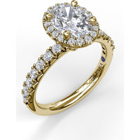 Pear Halo Engagement Ring Setting with Pavé Diamond Band and Hidden Halo by Fana - 0.58 Carat Total Diamond Weight