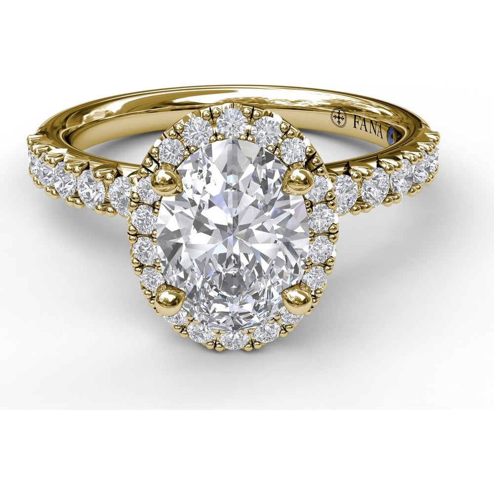 Pear Halo Engagement Ring Setting with Pavé Diamond Band and Hidden Halo by Fana - 0.58 Carat Total Diamond Weight