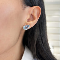 Pear Shape Aquamarine and Diamond Cradle Earrings in 18K White Gold by Charles Krypell