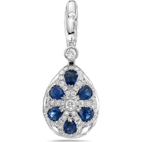 Pear Shape Aquamarine, Diamond and Blue Sapphire Drop Earrings in 18K White Gold by Charles Krypell