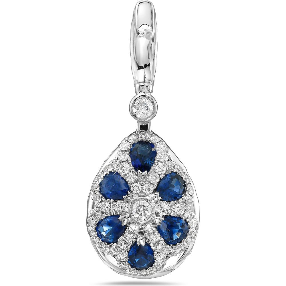 Pear Shape Aquamarine, Diamond and Blue Sapphire Drop Earrings in 18K White Gold by Charles Krypell
