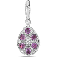 Pear Shape Garnet, Diamond and Pink Sapphire Drop Earrings in 18K White Gold by Charles Krypell