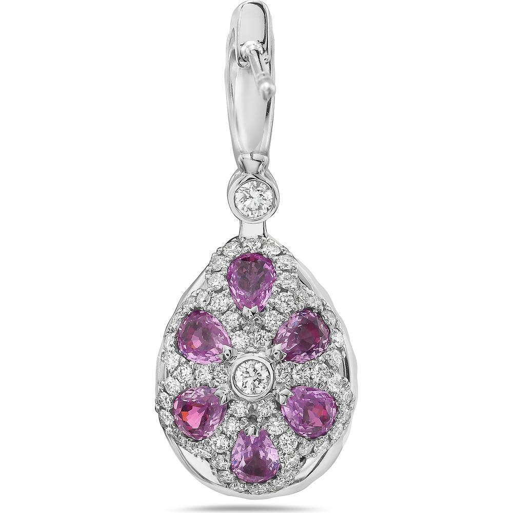 Pear Shape Garnet, Diamond and Pink Sapphire Drop Earrings in 18K White Gold by Charles Krypell