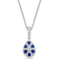 Pear Shape London Blue Topaz, Diamond and Blue Sapphire Pendant Necklace in 18K White Gold by Charles Krypell