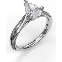 Pear Shape Solitaire Engagement Ring Setting with Split Shank and Hidden Blue Sapphire Accent by Fana