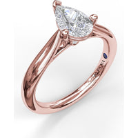 Pear Shape Solitaire Engagement Ring Setting with Split Shank and Hidden Blue Sapphire Accent by Fana