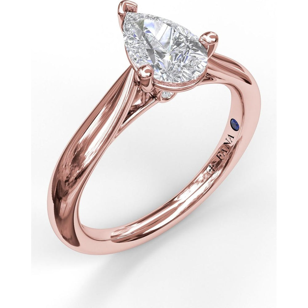 Pear Shape Solitaire Engagement Ring Setting with Split Shank and Hidden Blue Sapphire Accent by Fana