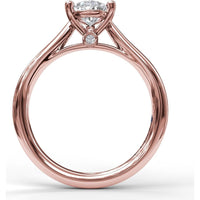 Pear Shape Solitaire Engagement Ring Setting with Split Shank and Hidden Blue Sapphire Accent by Fana