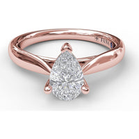 Pear Shape Solitaire Engagement Ring Setting with Split Shank and Hidden Blue Sapphire Accent by Fana