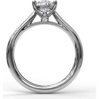 Pear Shape Solitaire Engagement Ring Setting with Split Shank and Hidden Blue Sapphire Accent by Fana
