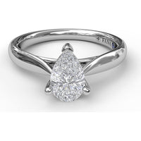 Pear Shape Solitaire Engagement Ring Setting with Split Shank and Hidden Blue Sapphire Accent by Fana
