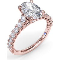 Pear Shape Trellis Engagement Ring Setting with Pavé Diamond Band - 0.53 Carat Total Side Stone Weight by Fana