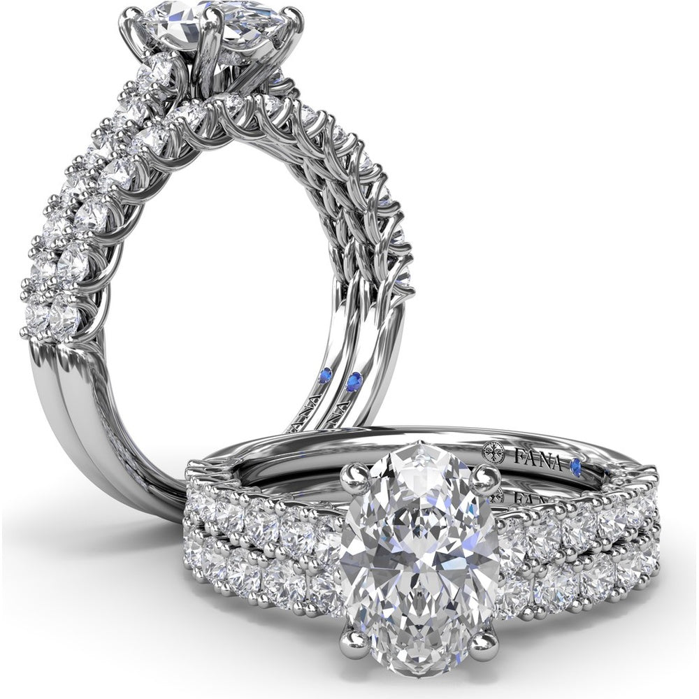 Pear Shape Trellis Engagement Ring Setting with Pavé Diamond Band - 0.53 Carat Total Side Stone Weight by Fana