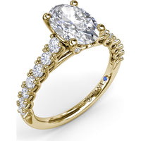 Pear Shape Trellis Engagement Ring Setting with Pavé Diamond Band - 0.53 Carat Total Side Stone Weight by Fana