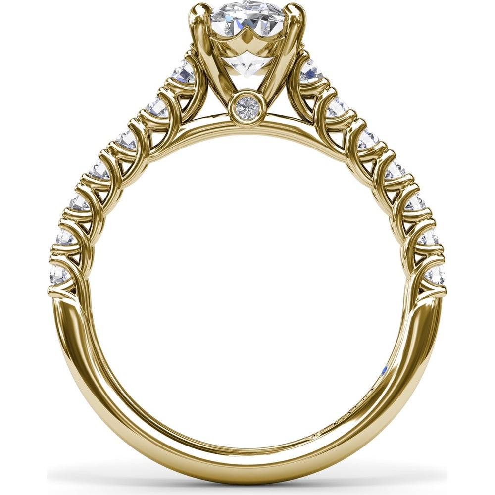 Pear Shape Trellis Engagement Ring Setting with Pavé Diamond Band - 0.53 Carat Total Side Stone Weight by Fana