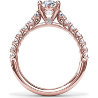 Pear Shape Trellis Engagement Ring Setting with Pavé Diamond Band - 0.53 Carat Total Side Stone Weight by Fana